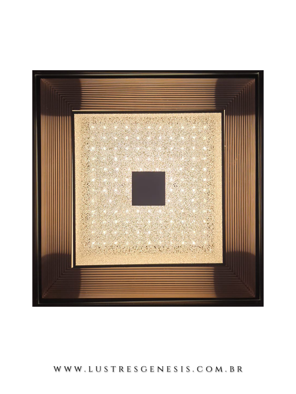 Plafon Moderno Aiko Marrom Quadrado 34x34 para Quartos, Hall, Escritório e Lavabos Lustres Gênesis loja online de Lustres e Iluminação Decorativa